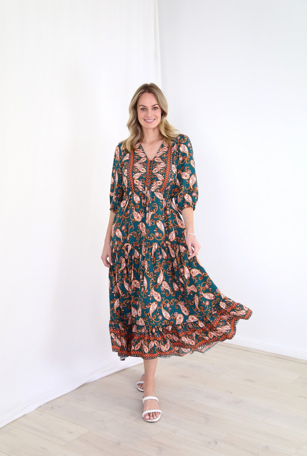 Stacey Maxi Dress - Emerald Paisley