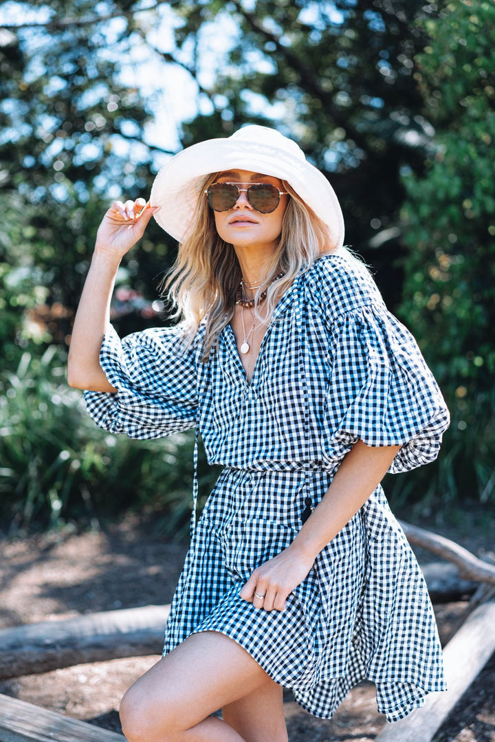 Lindy Black Gingham Dress