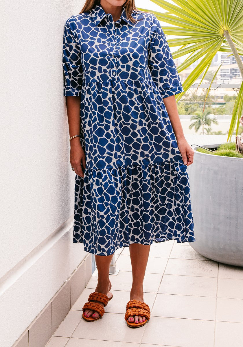 Soul Sparrow Navy Giraffe Dress