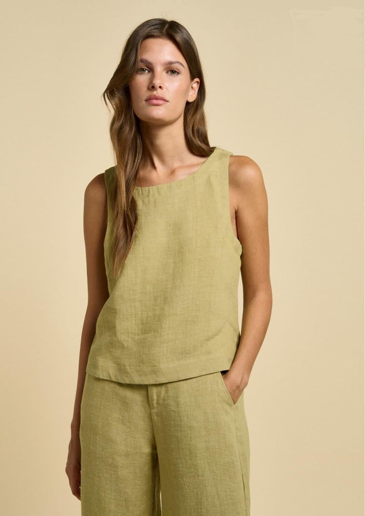 Jude Linen Top - Avocado
