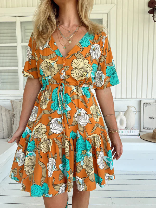 Tessa Mini Dress - Aqua Fields