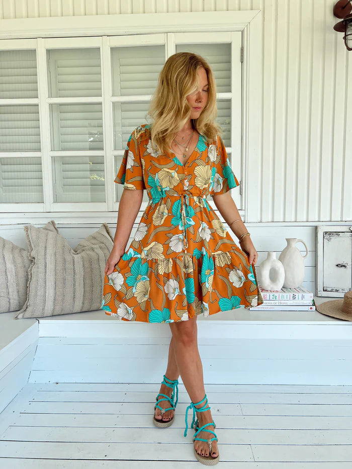 Tessa Mini Dress - Aqua Fields