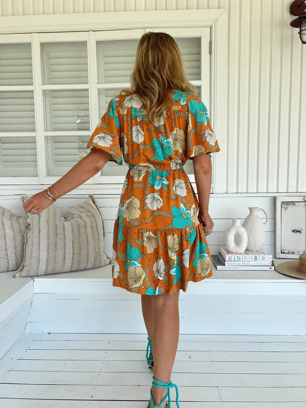 Tessa Mini Dress - Aqua Fields