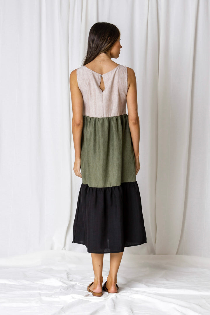 Kim Olive Colour Block Dress