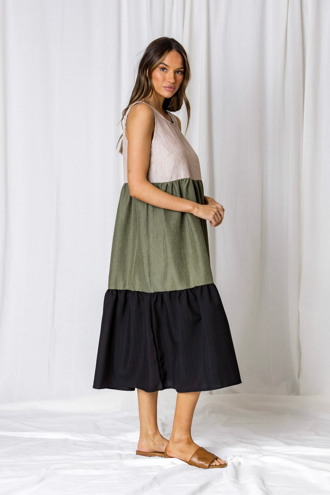 Kim Olive Colour Block Dress