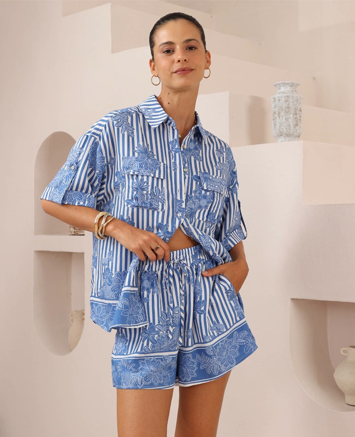 Avoca Top - Blue Tropics