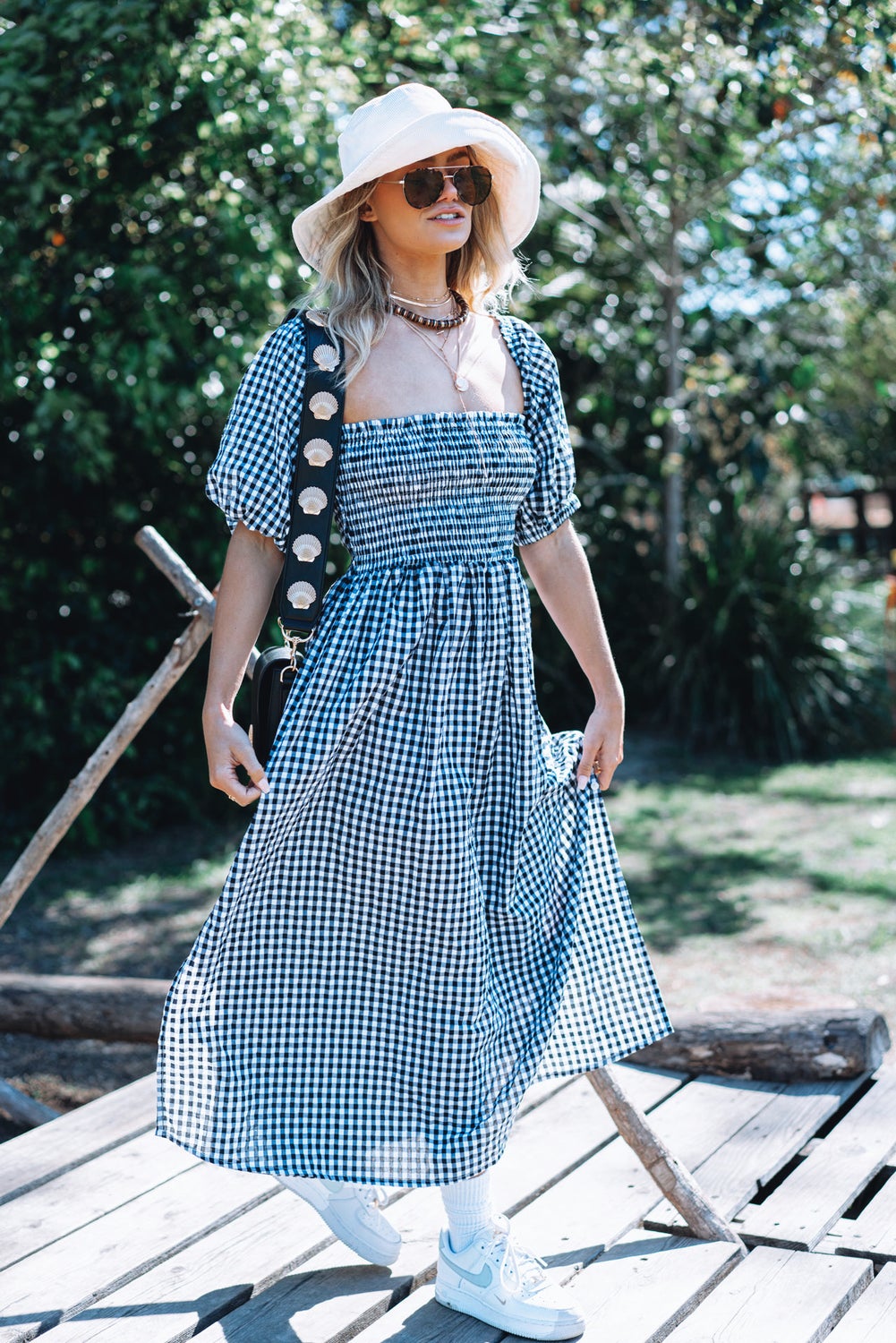 Goddess Black Gingham Dress