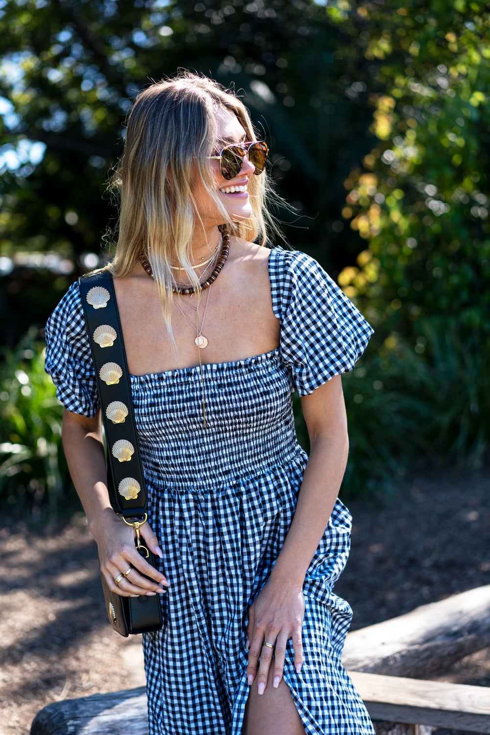 Goddess Black Gingham Dress