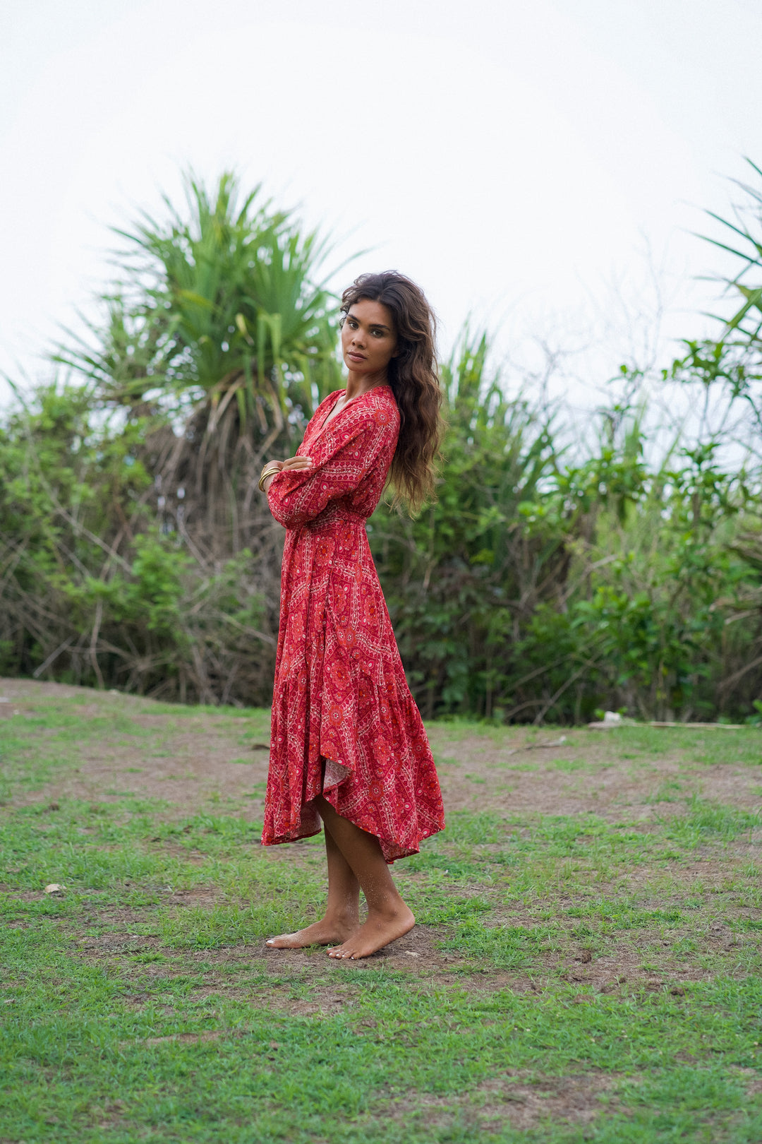 Honey & Stone Vera Midi Dress - Cherry Ripe