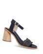 Henna Navy Weave Block Heel