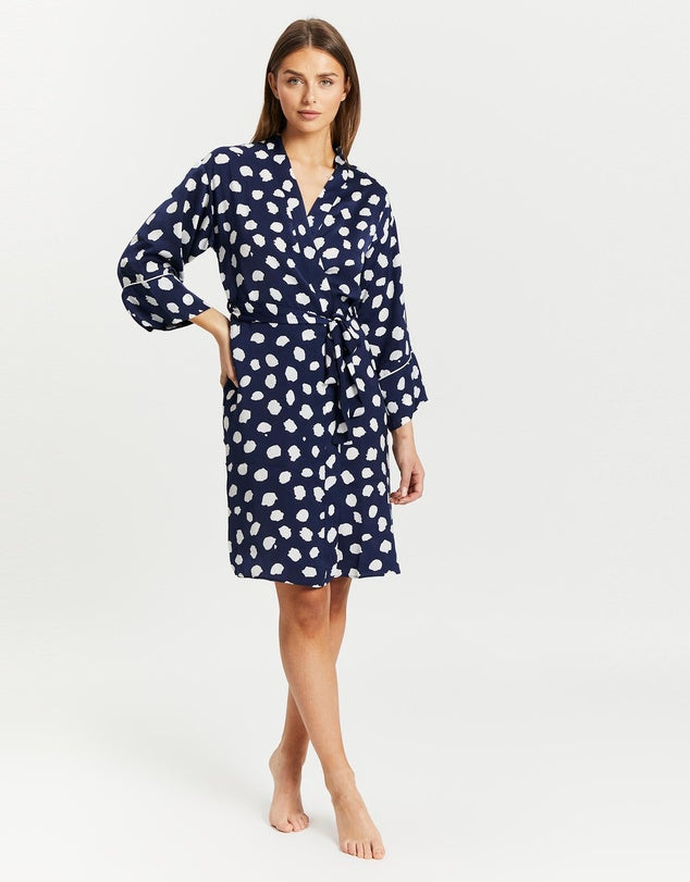 Gingerlilly Meredith Navy Spot Robe