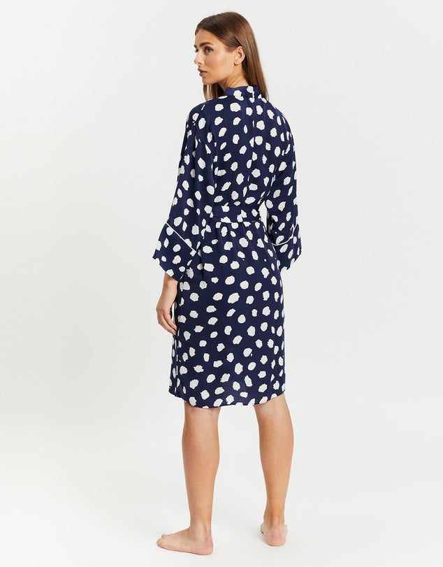 Gingerlilly Meredith Navy Spot Robe