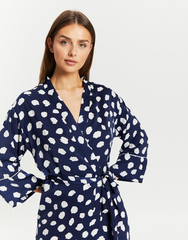 Gingerlilly Meredith Navy Spot Robe