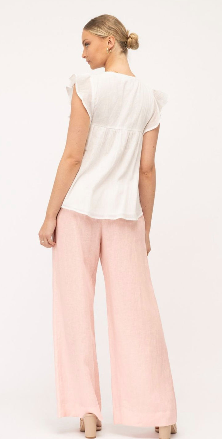 Till Baby Pink Linen Pants w/Belt