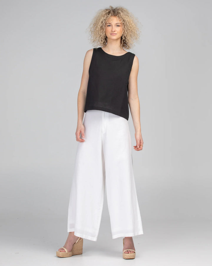 Boom Shankar Rose Linen Top - Black