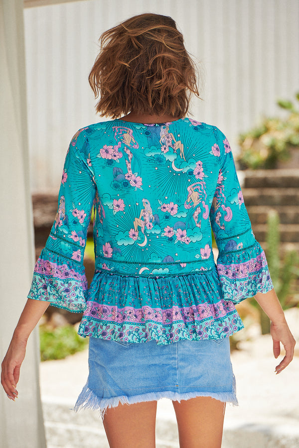 Rose Starry Turquoise Top