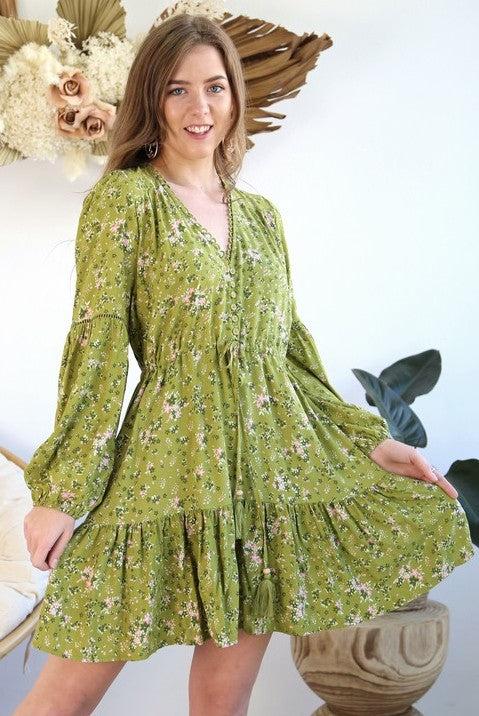 Avocado Floral L/S Dress