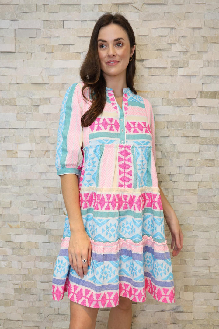 Mediterranean Dress - Pink & Blue