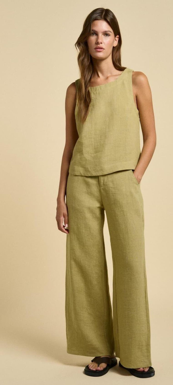 Delilah Linen Pants - Avocado